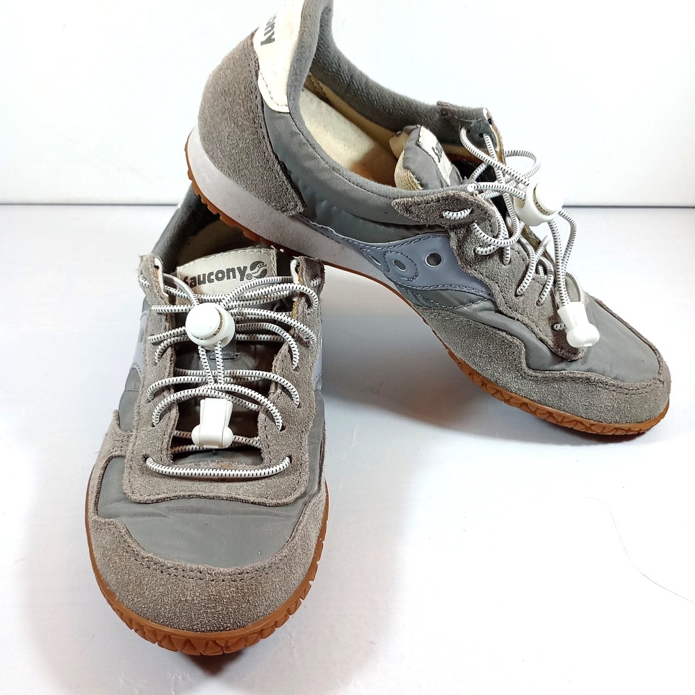 Saucony Jazz Low Pro Size 7 Womens Grey Good Suede Toggle Laces S1943-181 Retro
